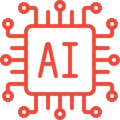 artificial intelligence red icon