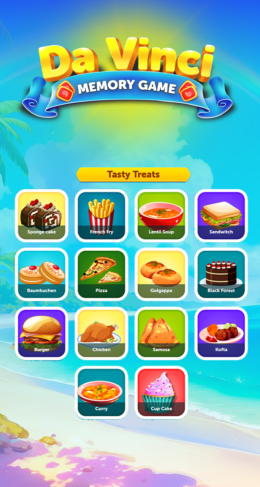 Da vinci game app UI