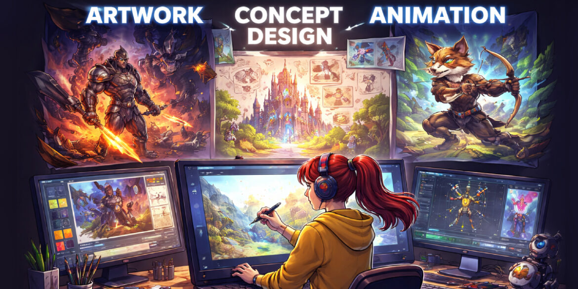 art, design, concept design with red apple technologies